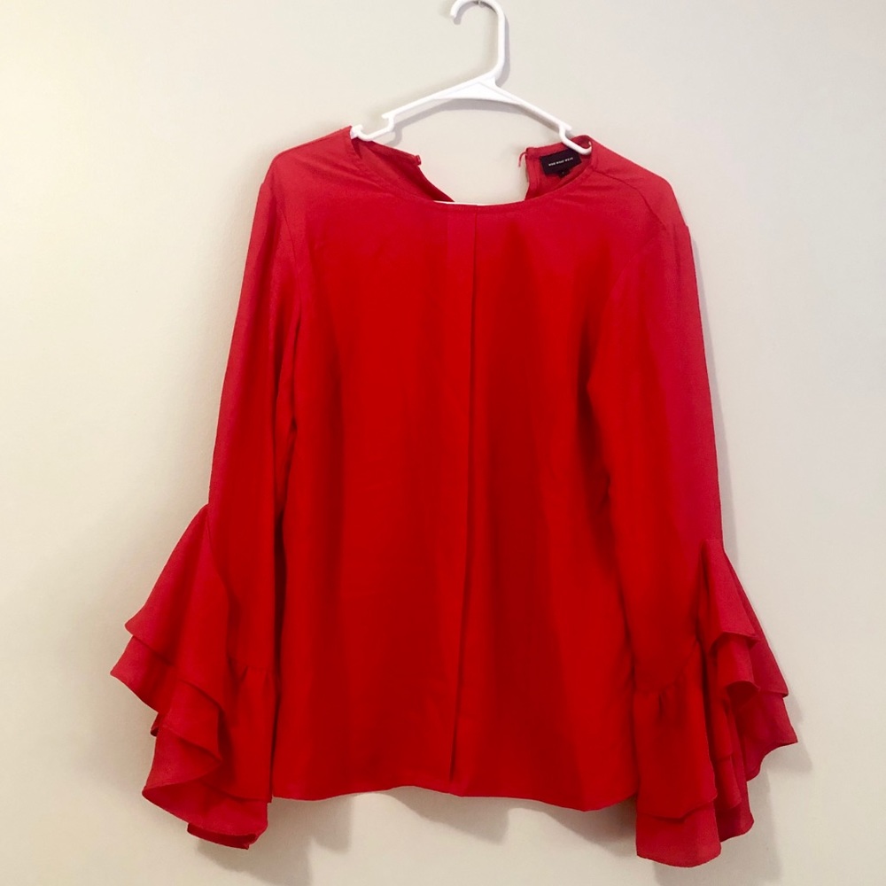 Red Flare Sleeve Top